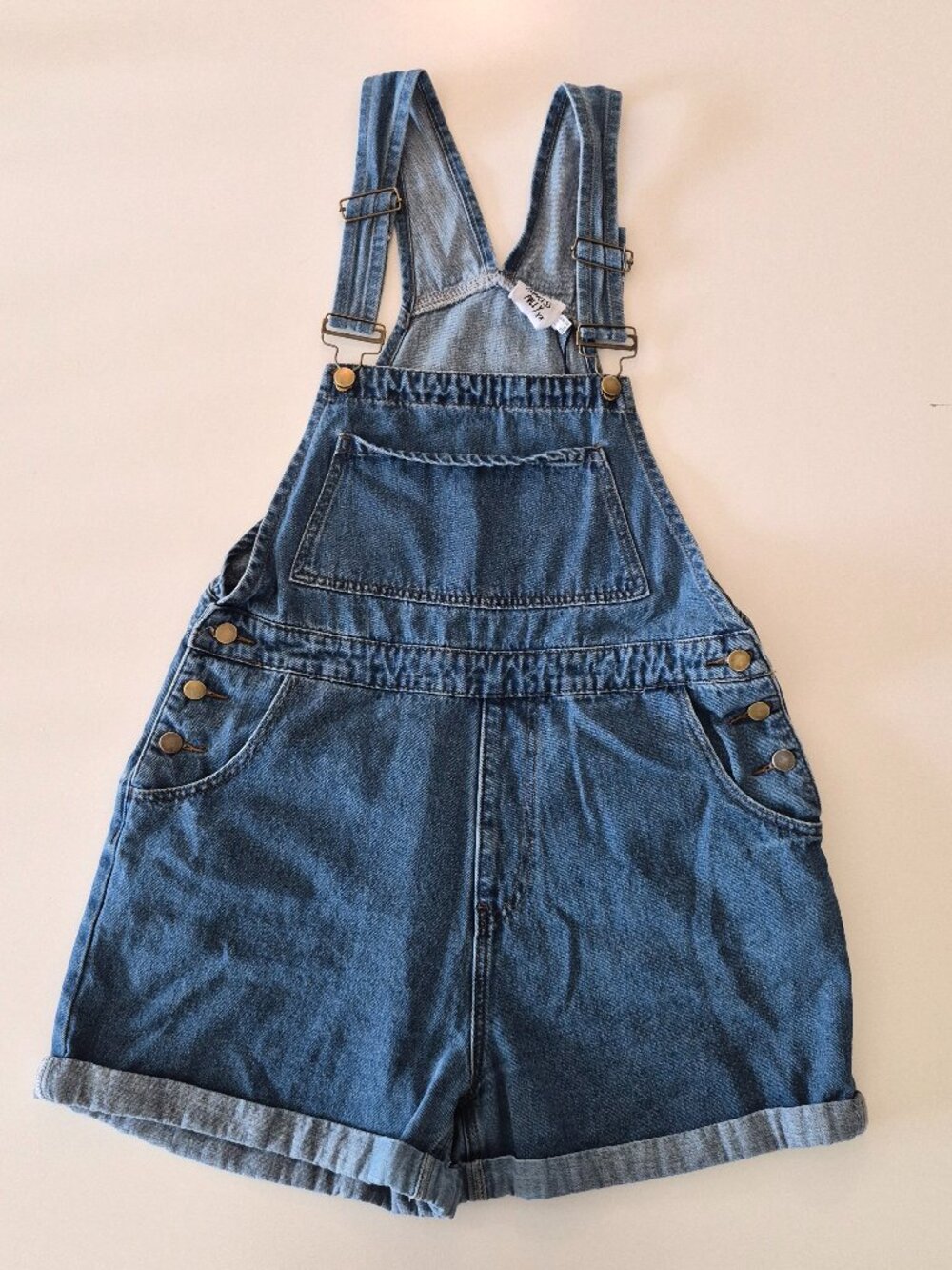 Princess Polly Short Overalls Womens US 8 Denim Bib Shortalls Rolled Hem